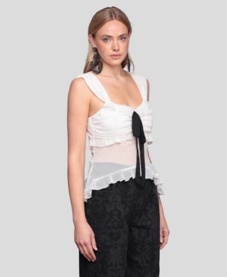 Women's Bow Detail Ruffle Top