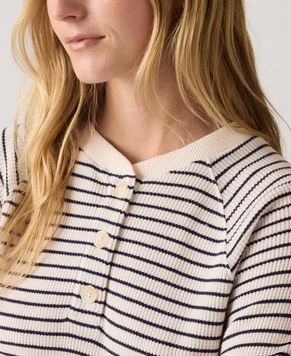 Levi's Women's Lassen Henley Long Sleeve Top In White