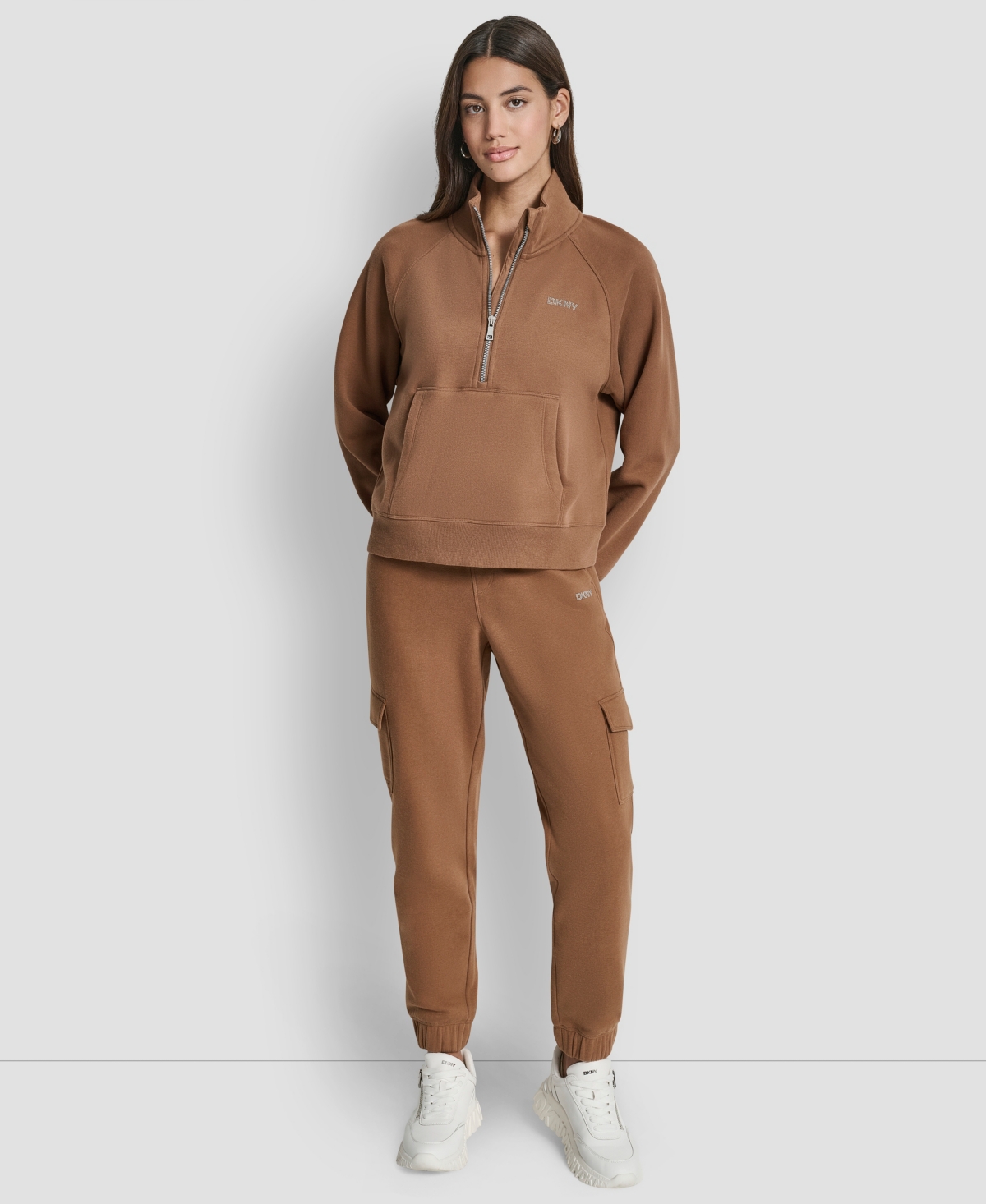 Dkny Sport Women's Studded-logo Cargo Joggers In Brown