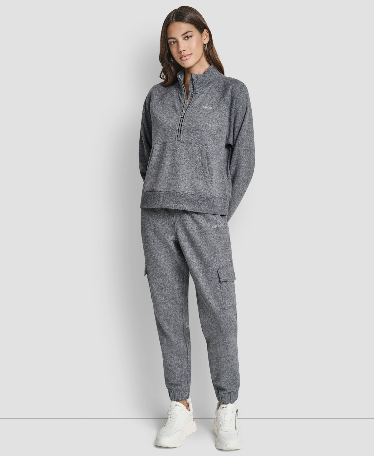 Dkny Sport Women's Studded-logo Cargo Joggers In Gray