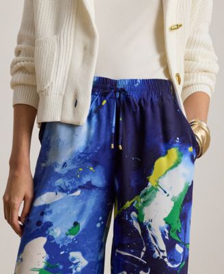 Petite Abstract Print Wide-Leg Pants