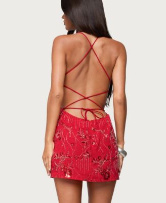 Women's Annalee Backless Beaded Chiffon Mini Dress