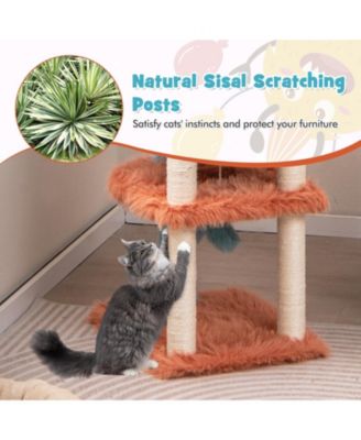 Cute Monster-Themed Cat Tower with Private Condo and Soft Long Plush