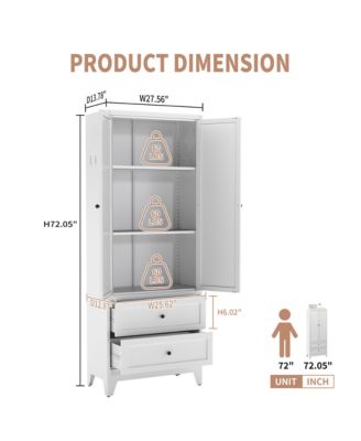72" Pantry Cabinet with 2 Drawers, Freestanding Storage with Adjustable Shelves for Kitchen, Pantry, Dining