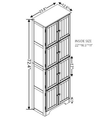CASAINC 72.4" Tall Storage Cabinet with 8 Doors and 4 Shelves