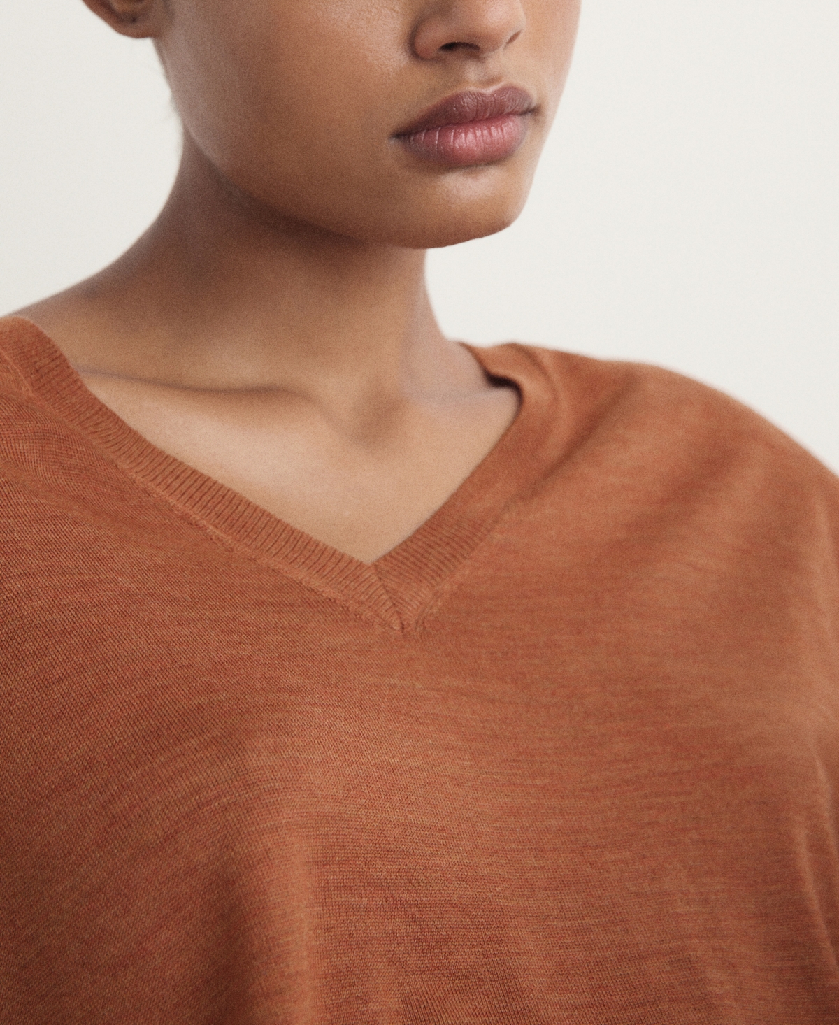 Mango V-neck Wool Pajama Sweater In Orange