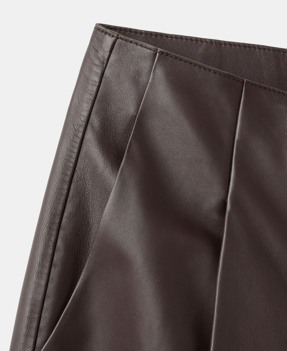 Mango 100% Leather Straight-leg Trousers Brown In Brown