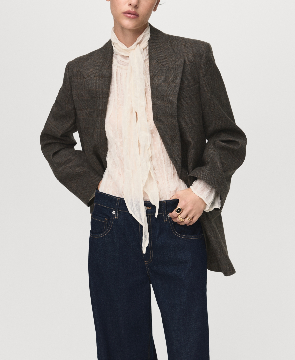 Mango Women's Low-rise Wide-leg Jeans In Blue