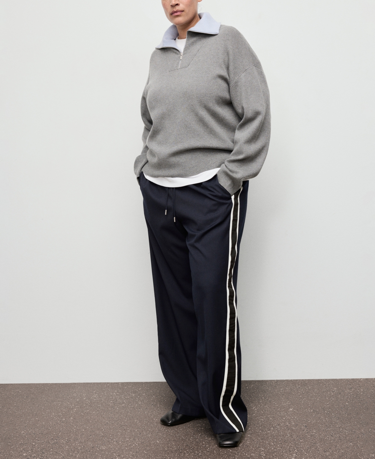 Mango Women's Contrast Stripe Straight Pants In Blue