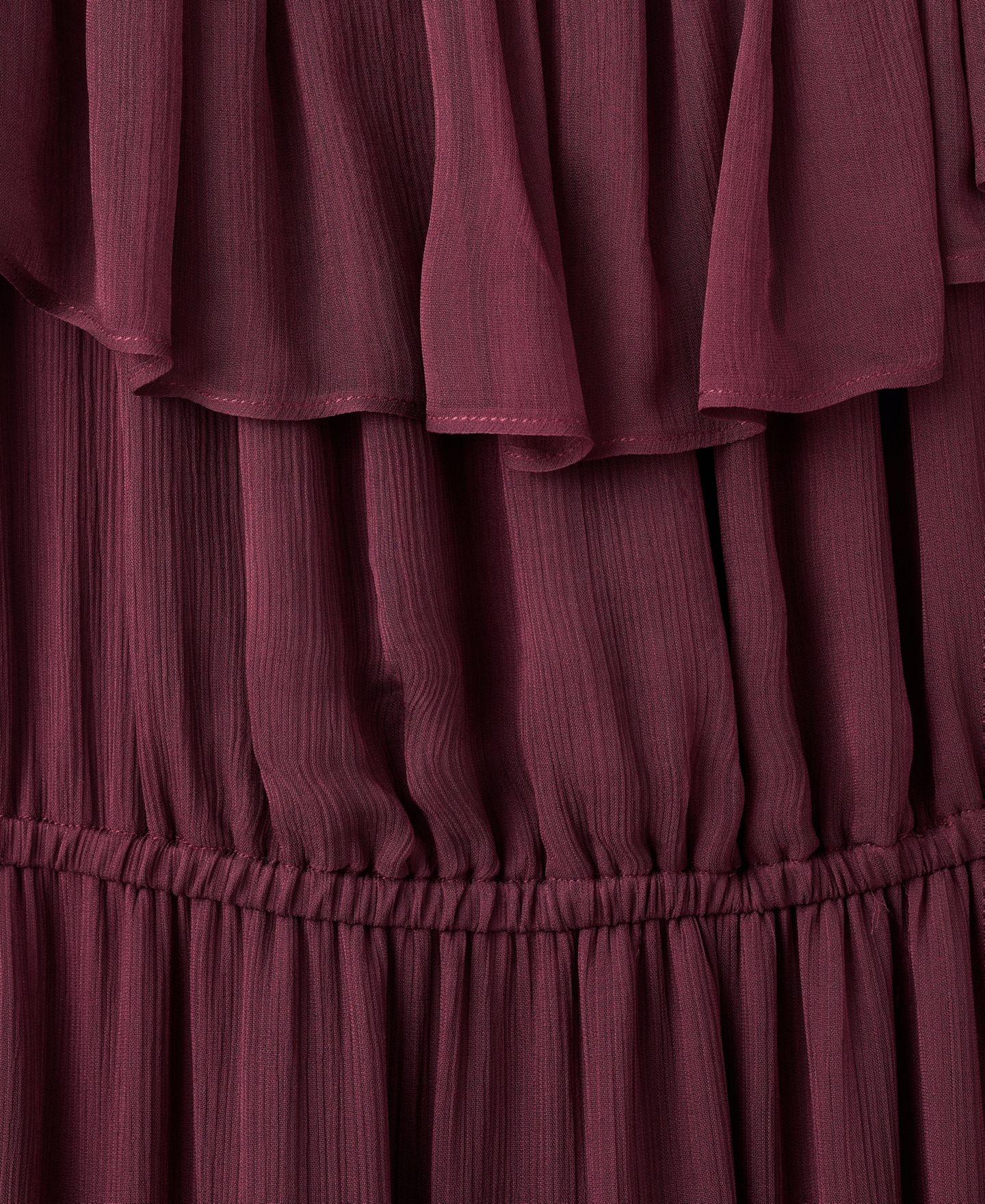 Женское платье MANGO Ruffles Strapless, цвет: Бордовый — фото 7