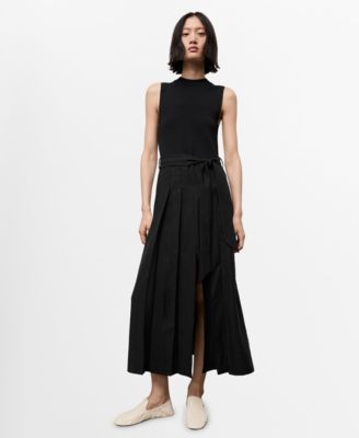 MANGO - Women's Combined Woven Belt Dress