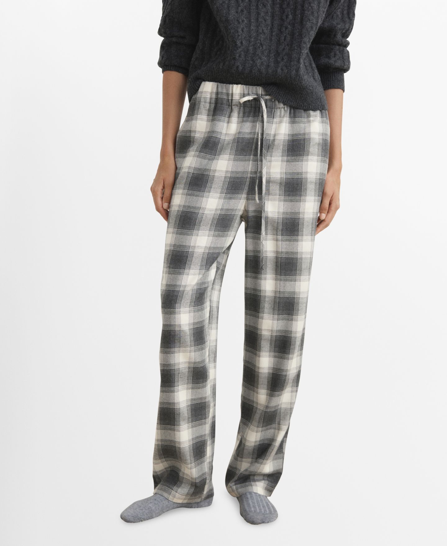 Женские брюки Mango Checked Flannel, цвет: Серый — фото 1