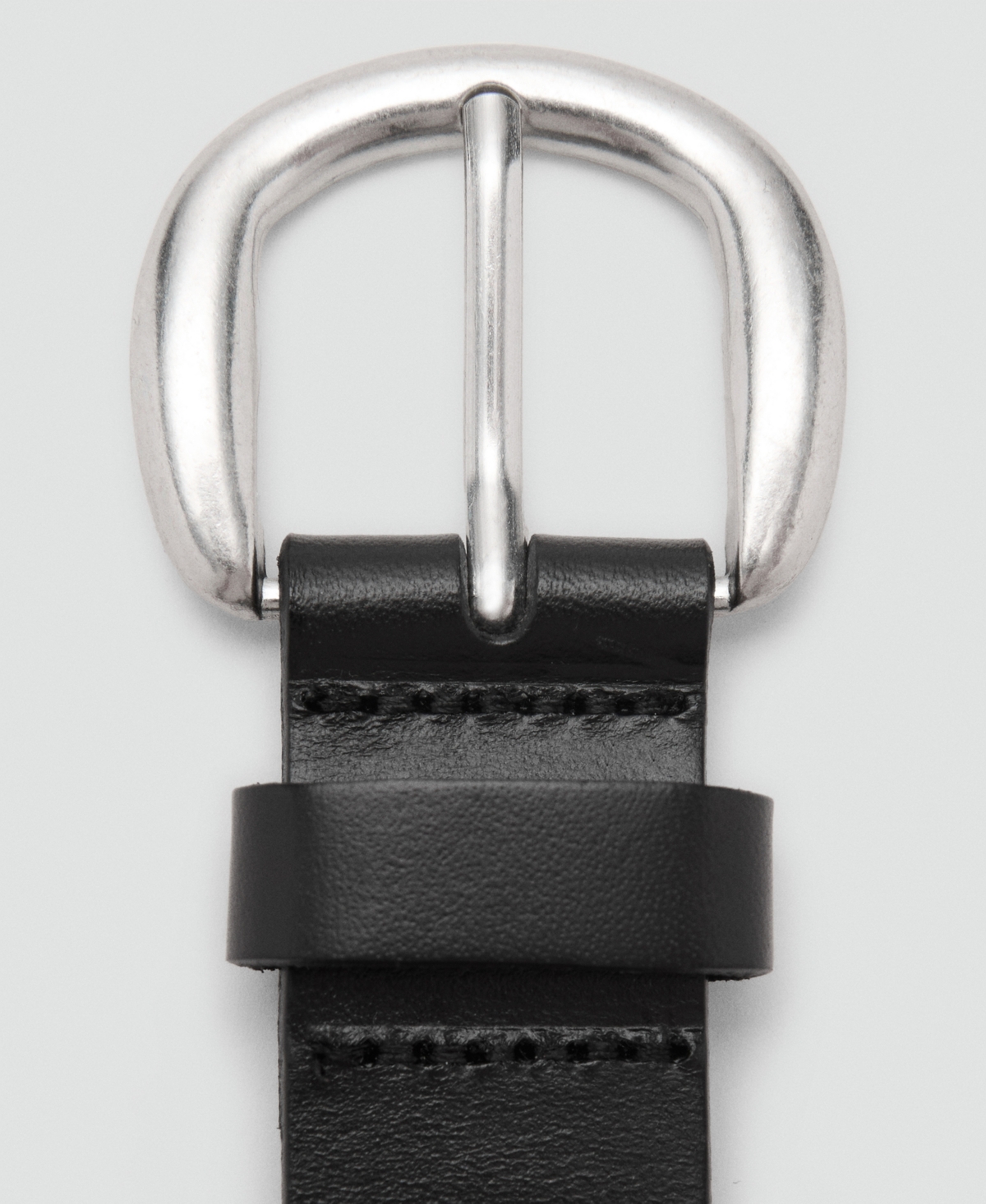 Mango Women's Rounded Buckle Leather Belt