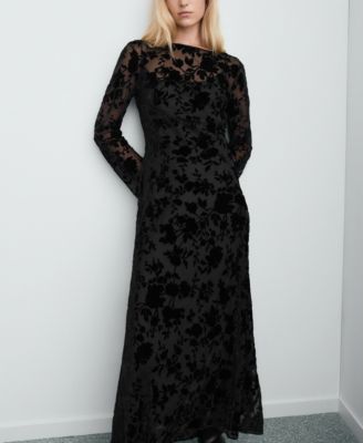 Women's Bell Sleeves Floral Jacquard Dress