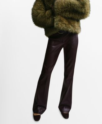 MANGO - Women's Leather-Effect Slim-Fit Pants