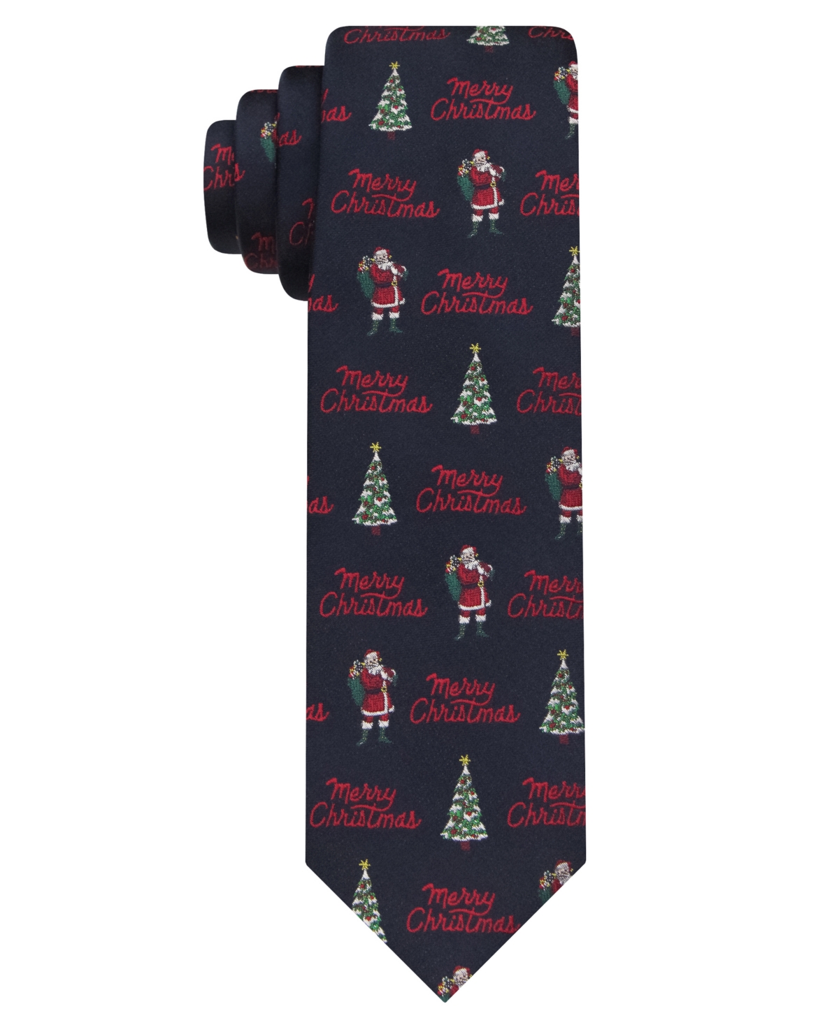 Hallmark Holiday Traditions Men's Christmas Santa Slim Tie In Blue