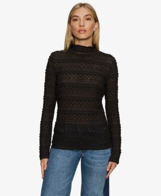 Women's High Crew Neck Lace T-Shirt
