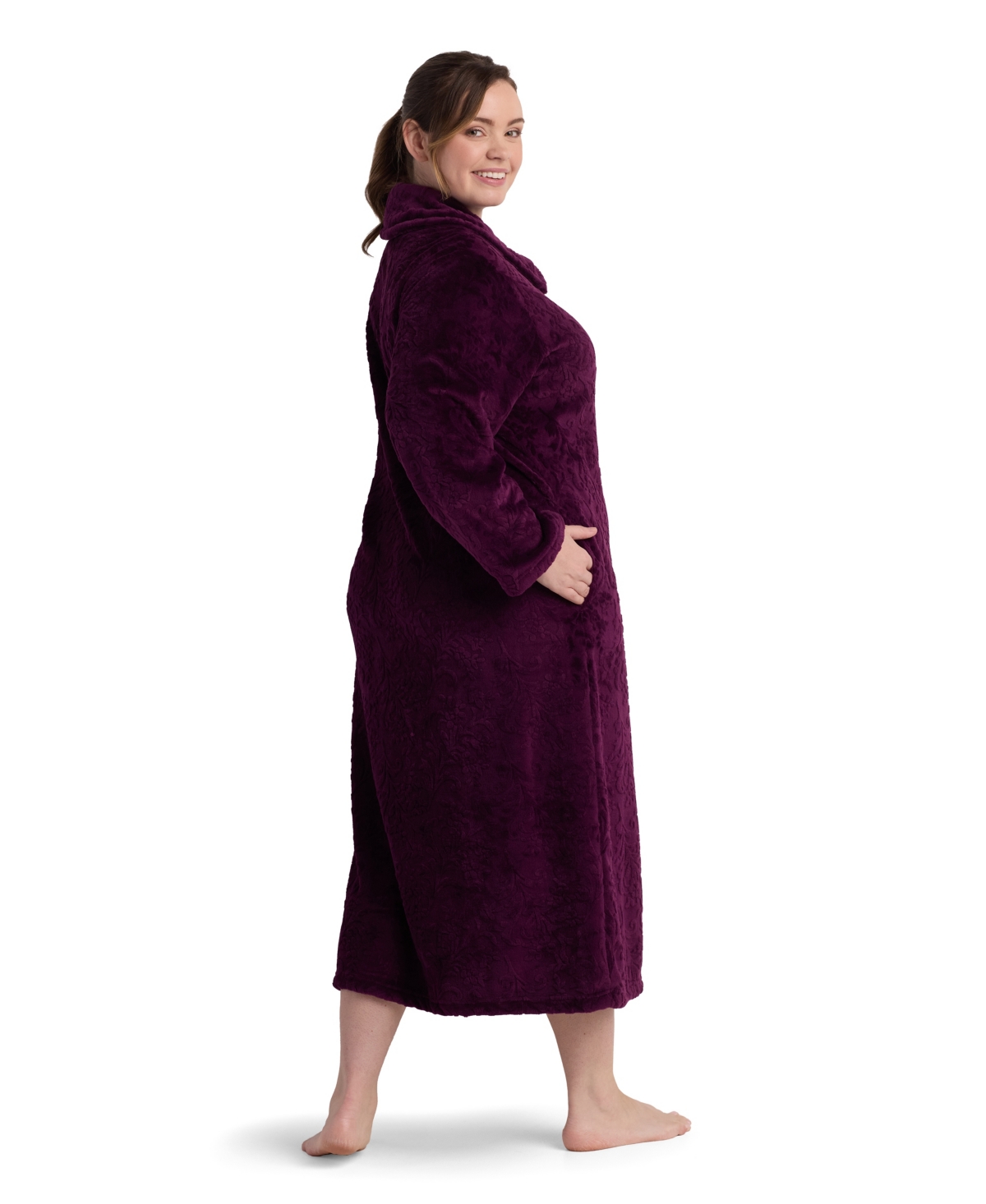 Miss Elaine Women's Long-sleeve Solid Robe In Purple