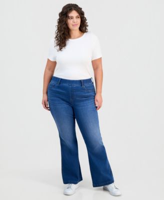 Style & Co - Plus Size Pull-On Shaping High-Rise Bootcut Jeans