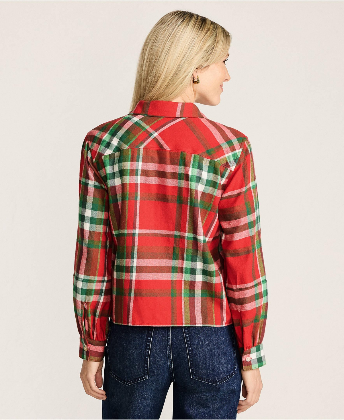 Lands' End Women's Cropped Flannel Shirt