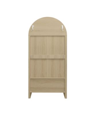 70.28" Tall Arched Kitchen Pantry with 2 Adjustable Shelves and Rattan Door, Versatile Storage for Kitchen or Dining