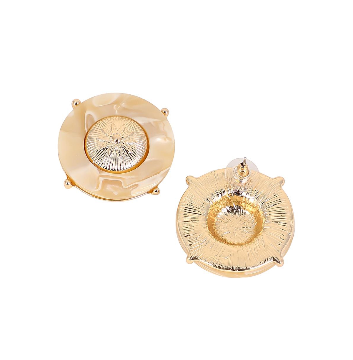 Women's The Tortoiseshell-Medallion Stud Earrings - California Gold
