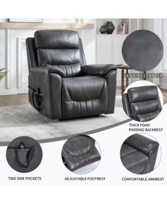 Single Piece Faux Leather Dual Motor Infinite Position Power Lift 8-Point Vibration Massage Lumbar Heating Recliner Chair