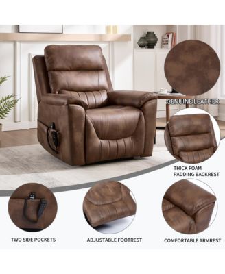 Single Piece Faux Leather Dual Motor Infinite Position Power Lift 8-Point Vibration Massage Lumbar Heating Recliner Chair