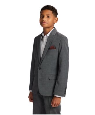 Boys' 8-20 Stretch Textured Windowpane Jacket