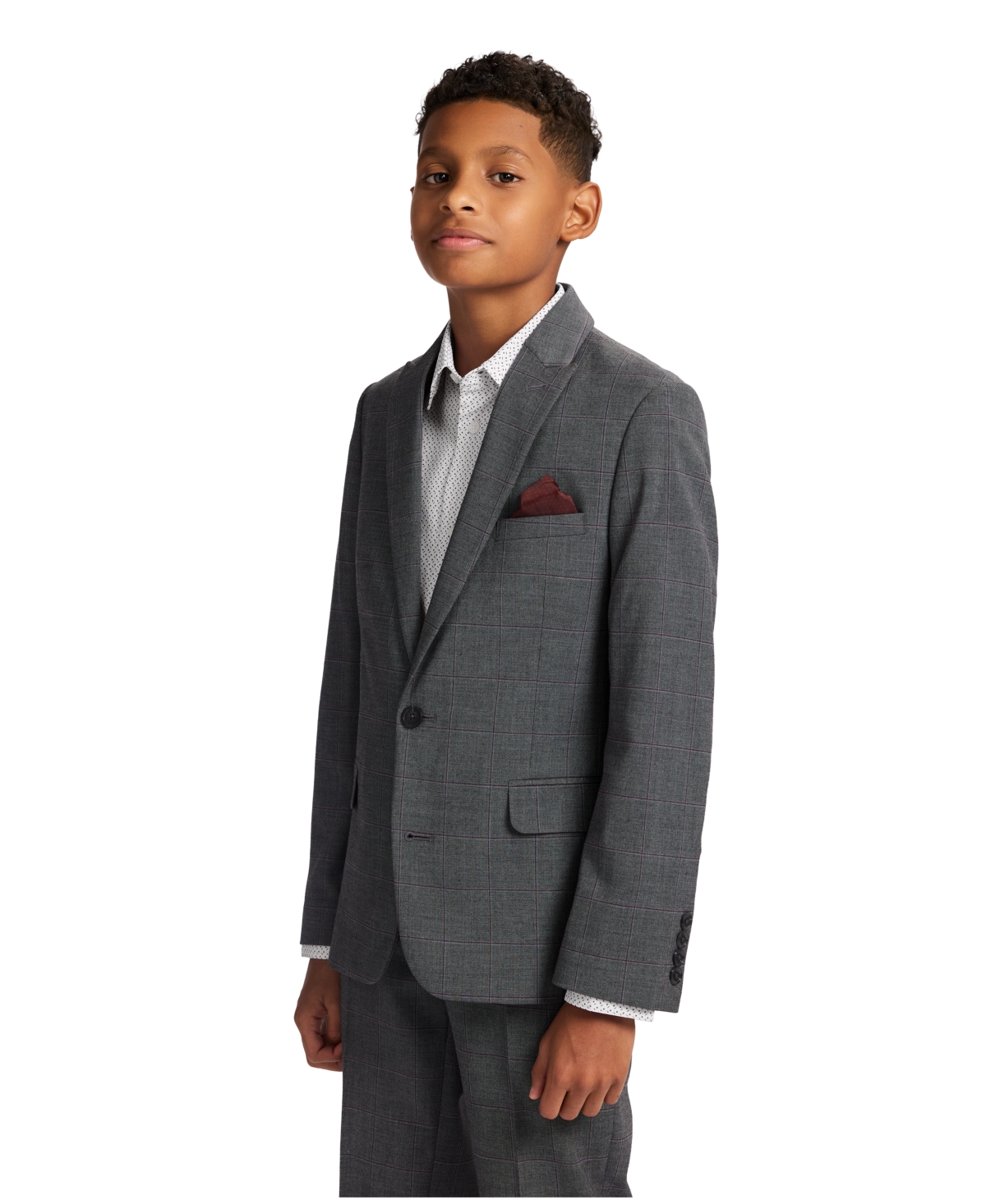 Calvin Klein Boys 8-20 Stretch Textured Windowpane Jacket