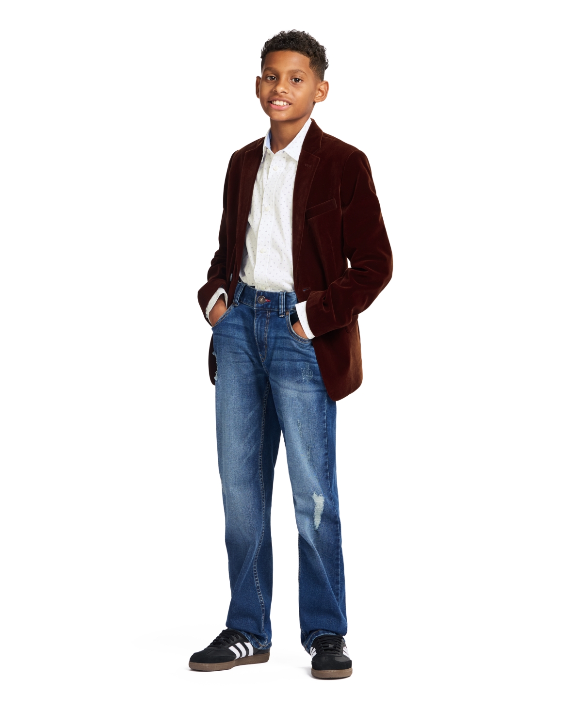 Tommy Hilfiger Little & Big Boys Velvet Sport Coat In Burgundy