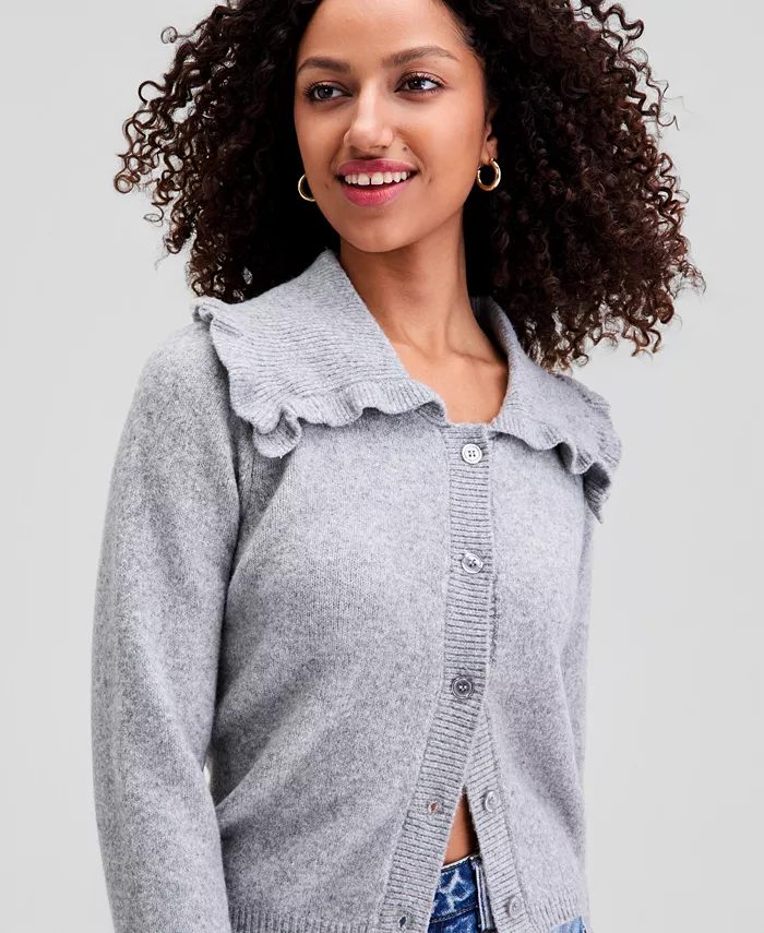 Women's Ruffled-Collar Cardigan - thumbnail 3