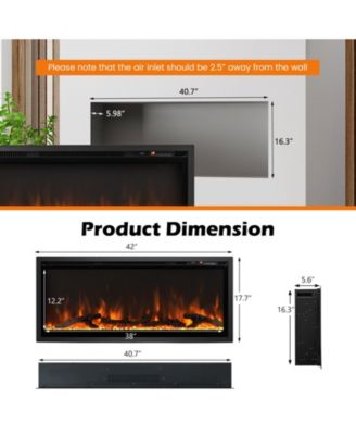 Electric Fireplace in-Wall Recessed with Remote Control and Adjustable Color and Brightness-42 inches