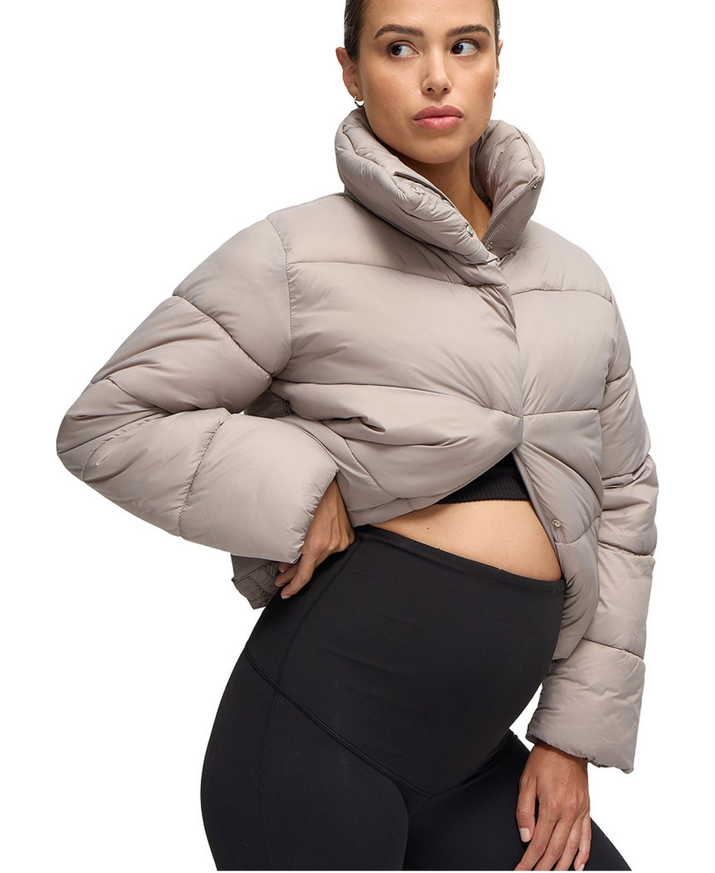 Женская куртка Ingrid + Isabel Cropped Puffer, цвет: Серо-бежевый — фото 2