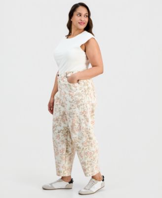 Trendy Plus Size High-Rise Floral-Print Jeans, Macy's Exclusive 