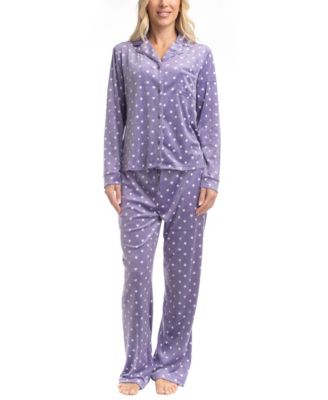 Women's 2-Pc. Velour Notch  Pajamas Set