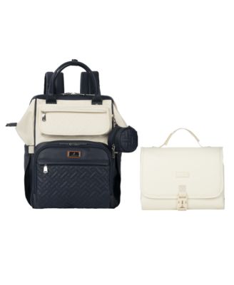 Kids Premium Faux Leather Diaper Bag Backpack Spacious & Changing Pad, Light