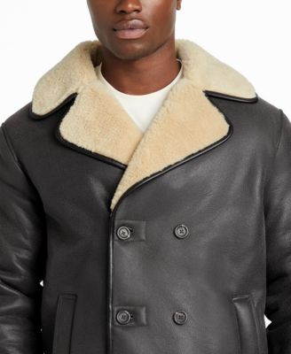 Men's Double Breasted Faux Leather Coat