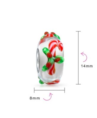 4 Murano Glass Christmas Set Reindeer Candy Cane Snowman Snowflake Charm Bead For Teen For Women .925 Sterling Silver