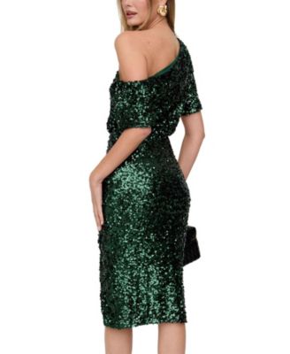 Women's Nola Asymmetric Off Shoulder Sequins Midi Dress