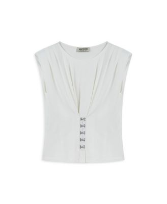 Women's T-Shirt with Agraffe Accessory Detail