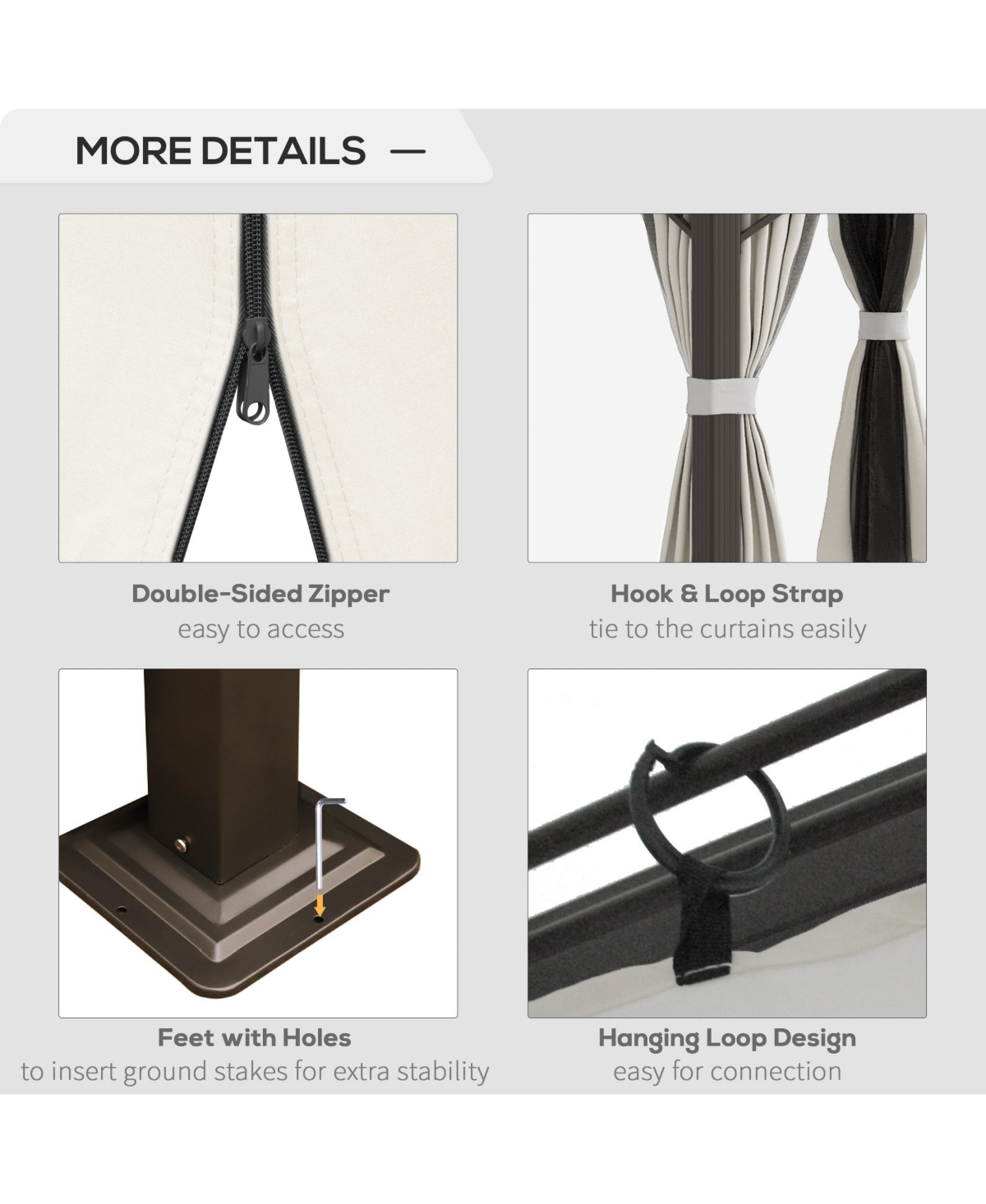 Outsunny 10' x 10' Patio Gazebo Outdoor Canopy Shelter with Aluminum Frame, Double Tier Roof, Netting and Curtains for Garden, Lawn, Backyard and Deck