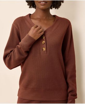 Women's Thermal Waffle Henley Pullover
