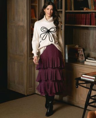 Women's Embroidered Ribbon Turtleneck Sweater