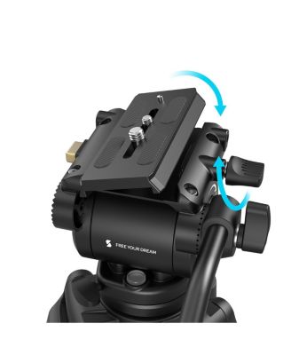 AD14 3-Section Heavy-Duty Carbon Fiber Tripod with Fluid Head, Black