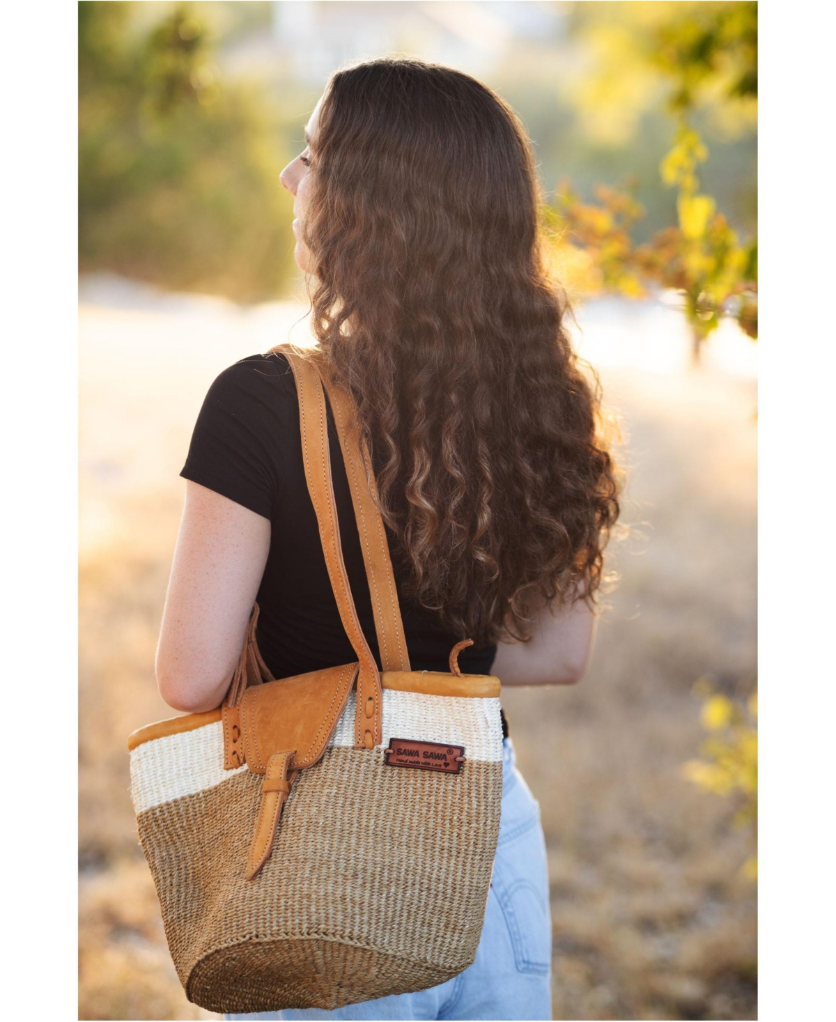 Peaceful Life Handmade Medium Sisal Basket Tote Bag
