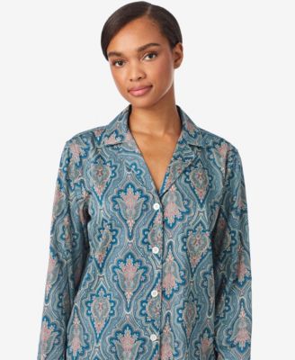 Women's Long-Sleeve Notch Collar Long Pant Pajama Set