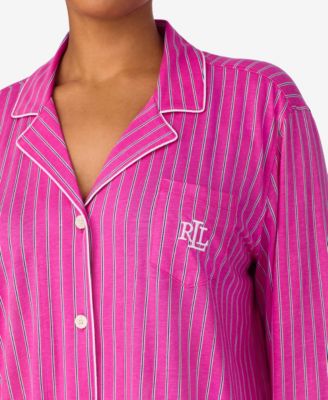 Plus Size Long Sleeve Notch Collar Long Pant Pajama