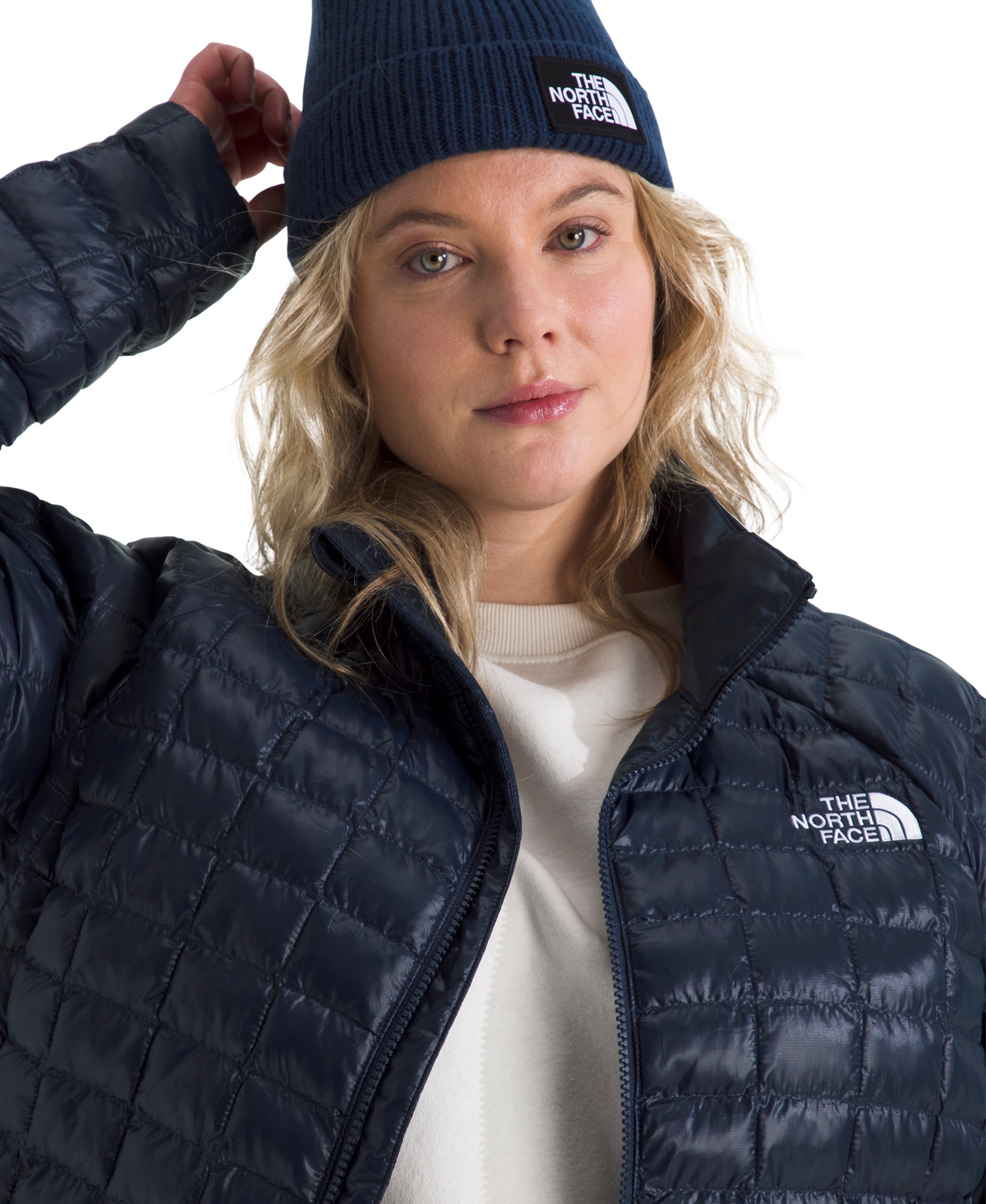 The North Face Plus Size Thermoball Regular Fit Puffy Jacket In Blue