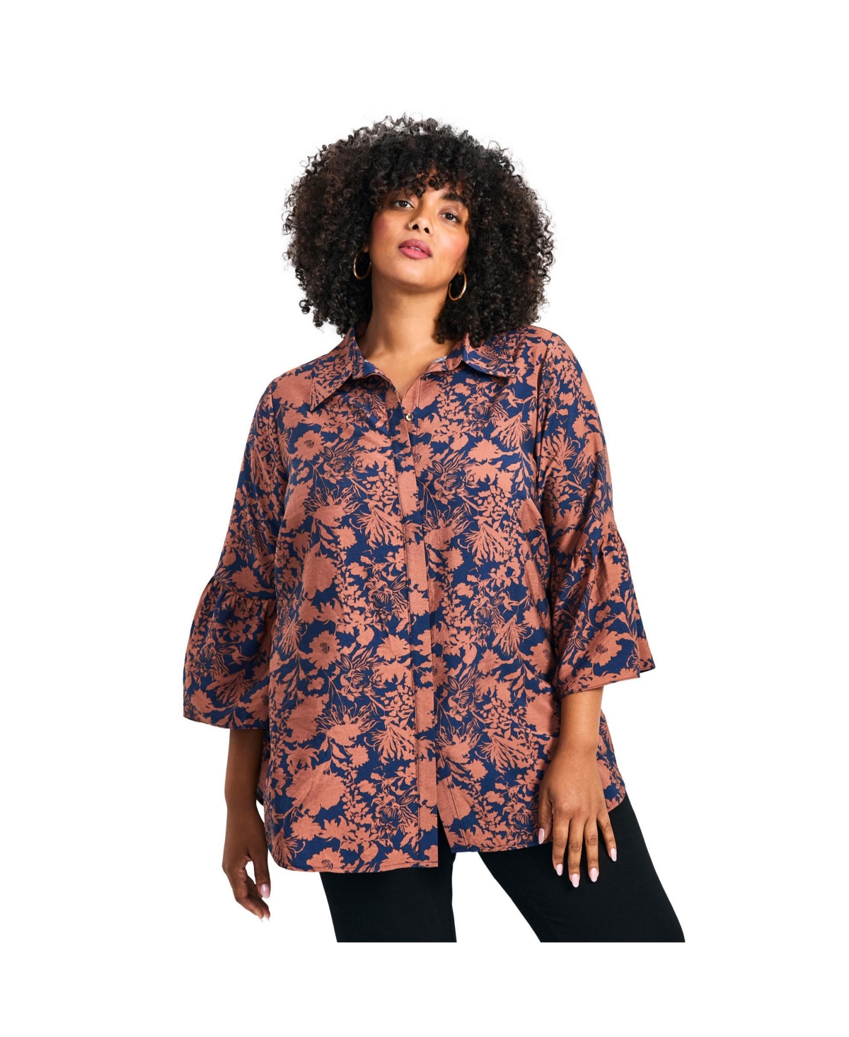 Avenue Women's Marianne Ruffle Hem Shirt